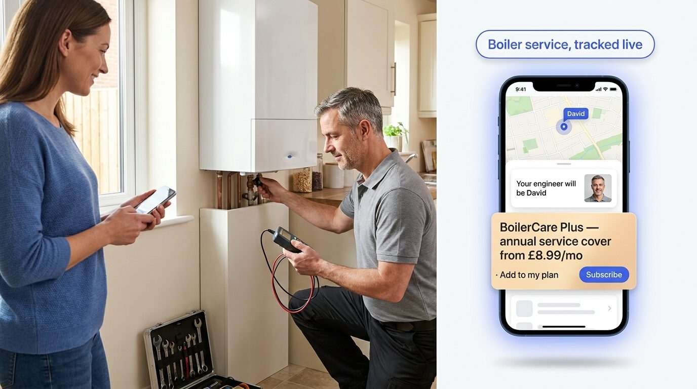 On My Way for HVAC — boiler service tracked live