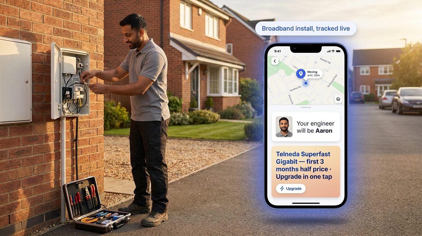 On My Way for Telecom — broadband install tracked live