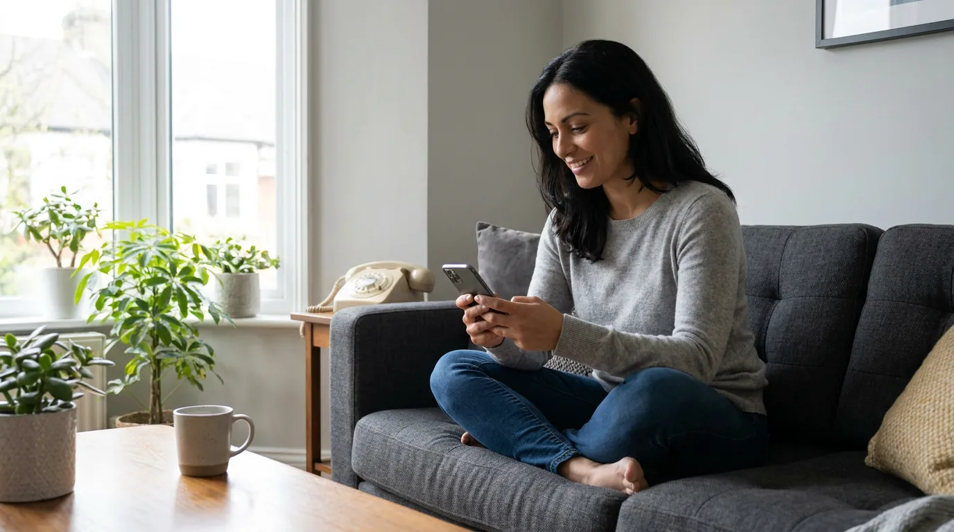 Homeowner checking live appointment tracking on a phone at home