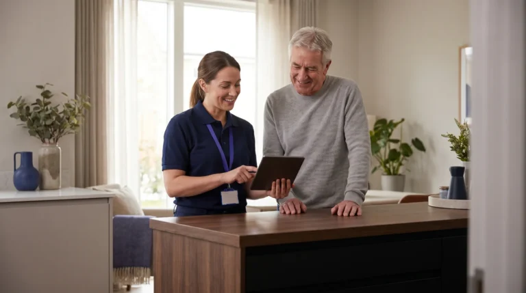 Field service customer experience: engineer arriving with live tracking on a phone