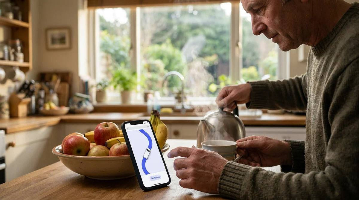 Customer tracking a field service job in a mobile browser with live technician location and ETA, no app installed